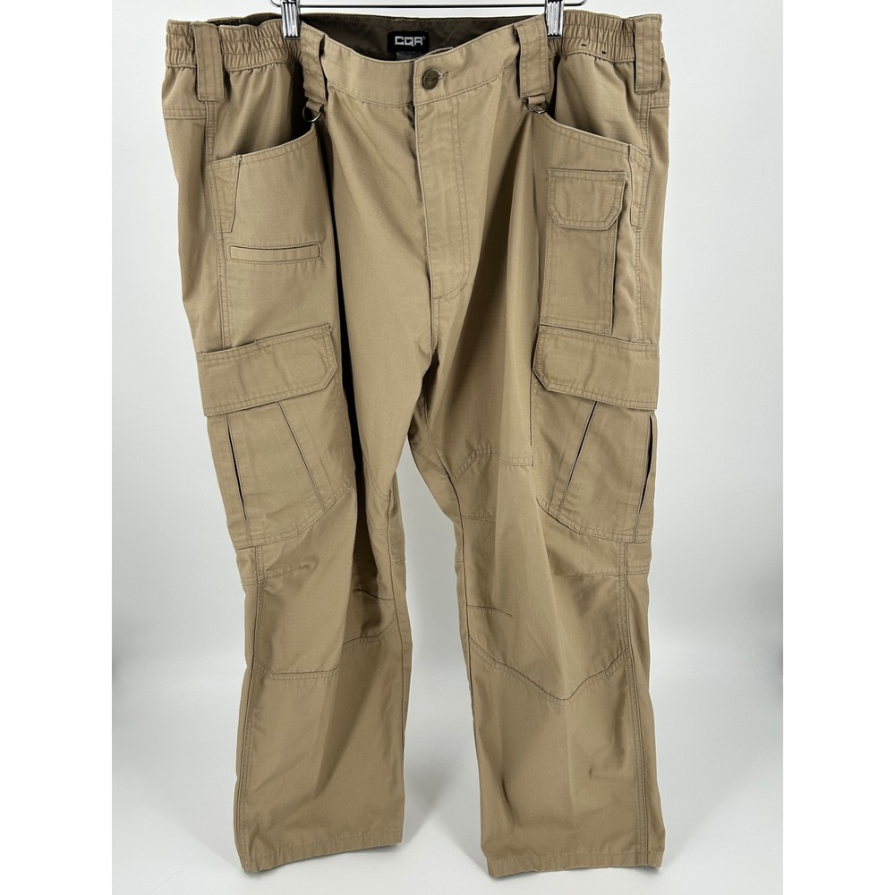CQR Mens Tactical Cargo Pants Khaki Tan Ripstop Work Outdoor 43W x 28L